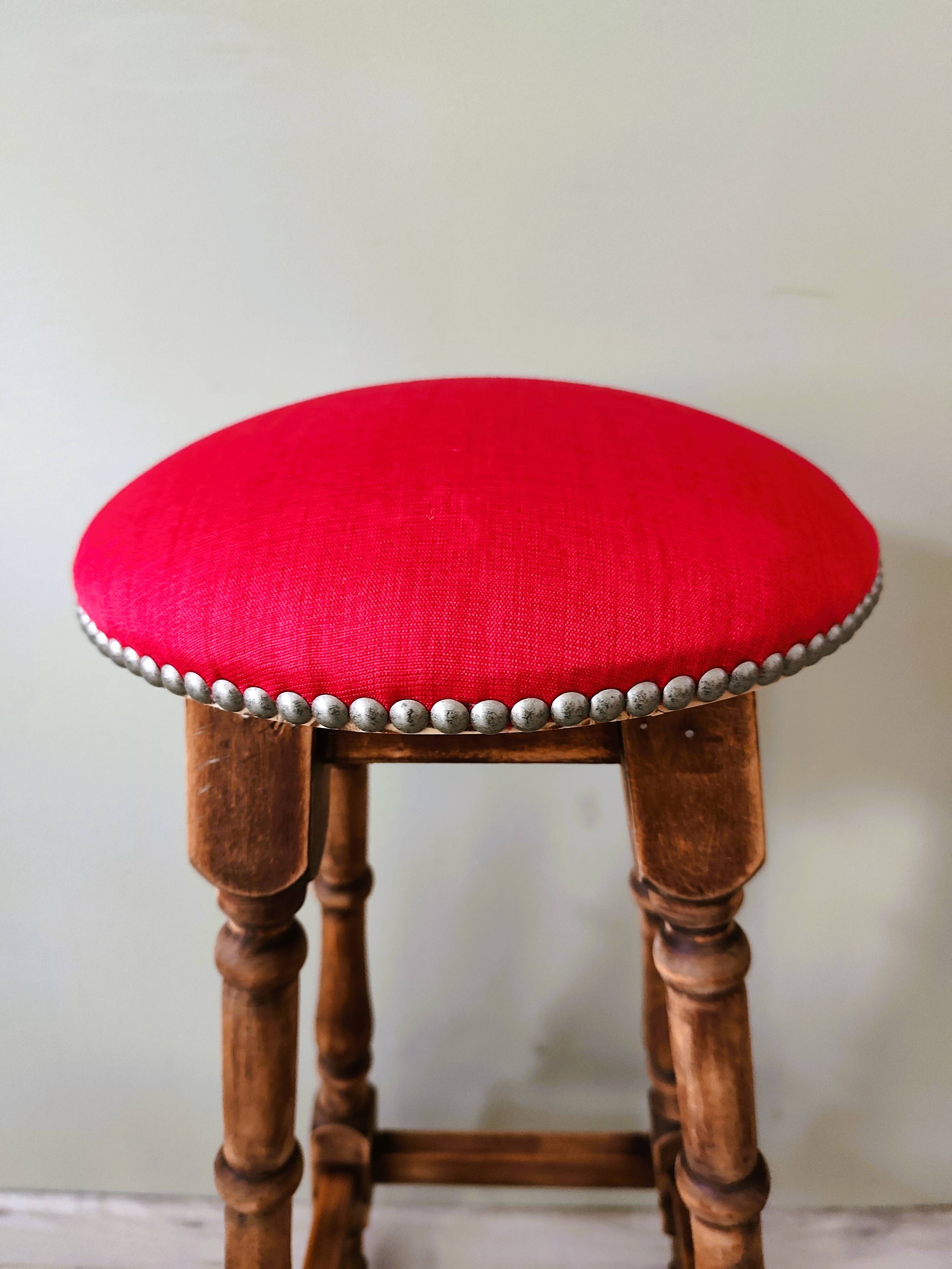 Pair of antique high stools in solid wood