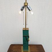Pied de lampe vintage Jean Roche, 1980, laiton & vert