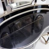 Napoleon III style dressing table in black lacquered wood and 3 mirrors