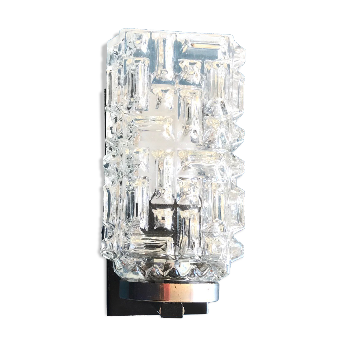 Rectangular wall lamp in molded glass