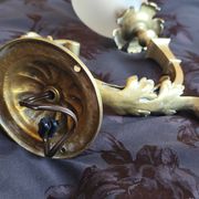 Bronze wall light with opaque glass tulip 1900