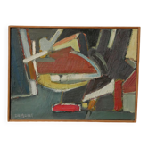 Tableau huile sur toile peinture vintage art abstrait
