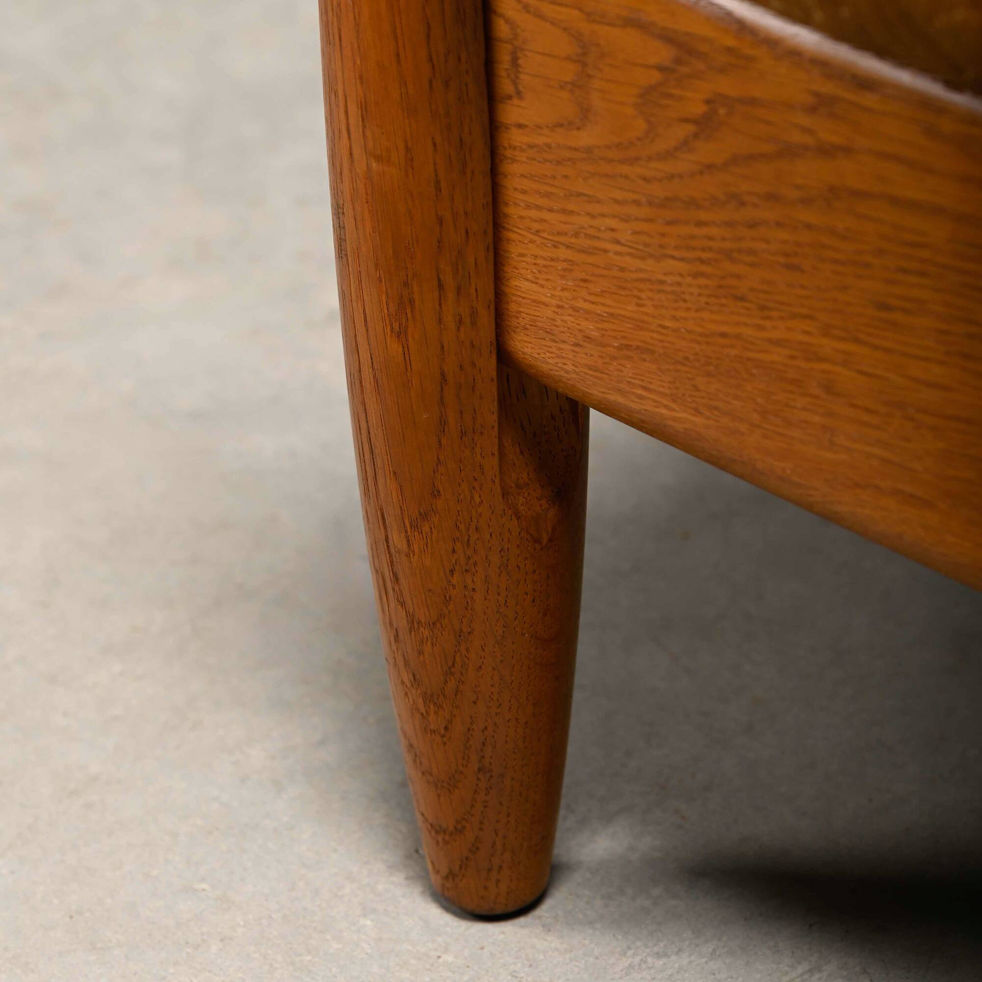 Brazilian Stool Ottoman Oak and Leather in the style of Sergio Rodrigues