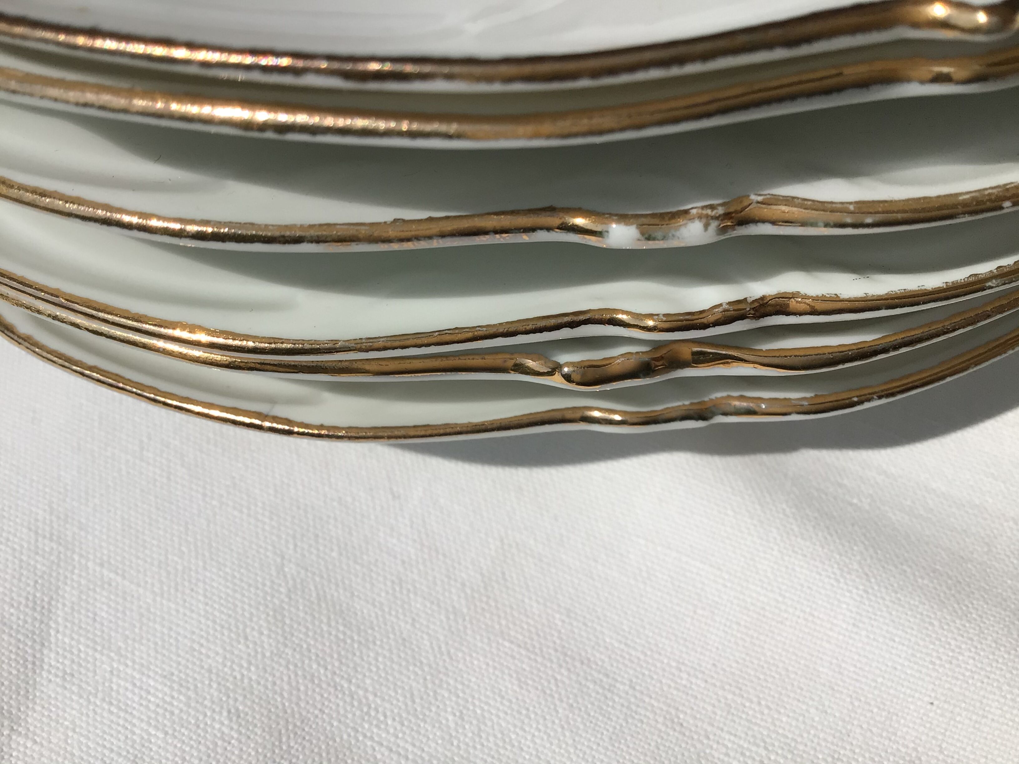 6 plates porcelain dessert J.B.T-Cie Limoges edged gold