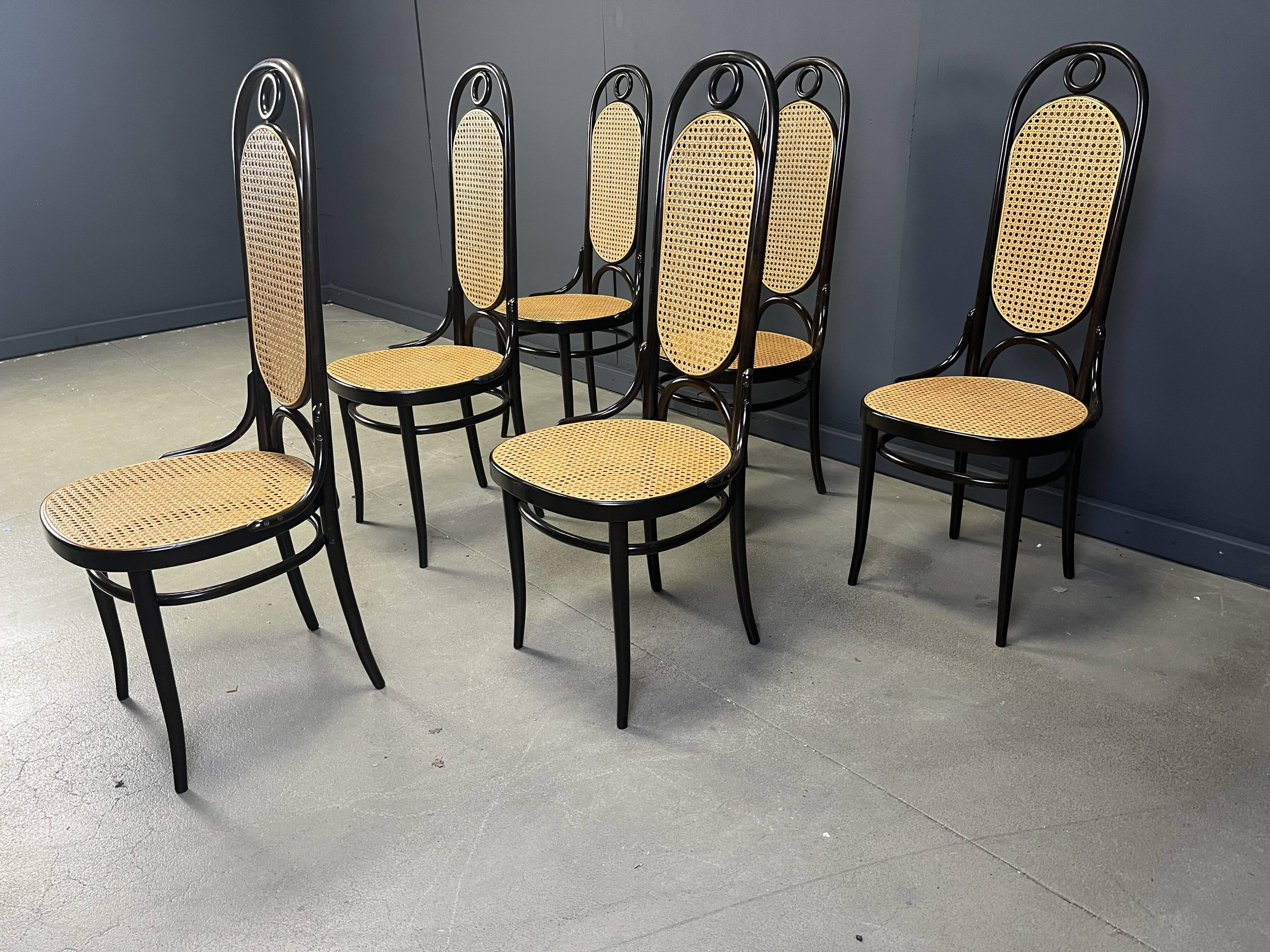 Thonet no. 207 dining chairs 'Long John', set of 6, 1985