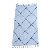 Recycled cotton handcrafted rug - Reversible - Blue and ecru