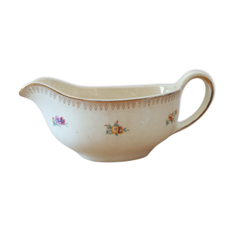 Crémier saucier porcelaine ancien pot Elaine terre de fer saint amant fleur doré