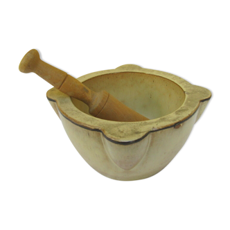 Mortar and its pestle - white ceramic