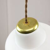 Small Mid-Century Italian Brass and Opaline Pendant Lamp
