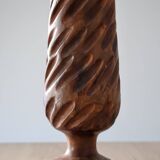 Hand-carved solid wood candle holder