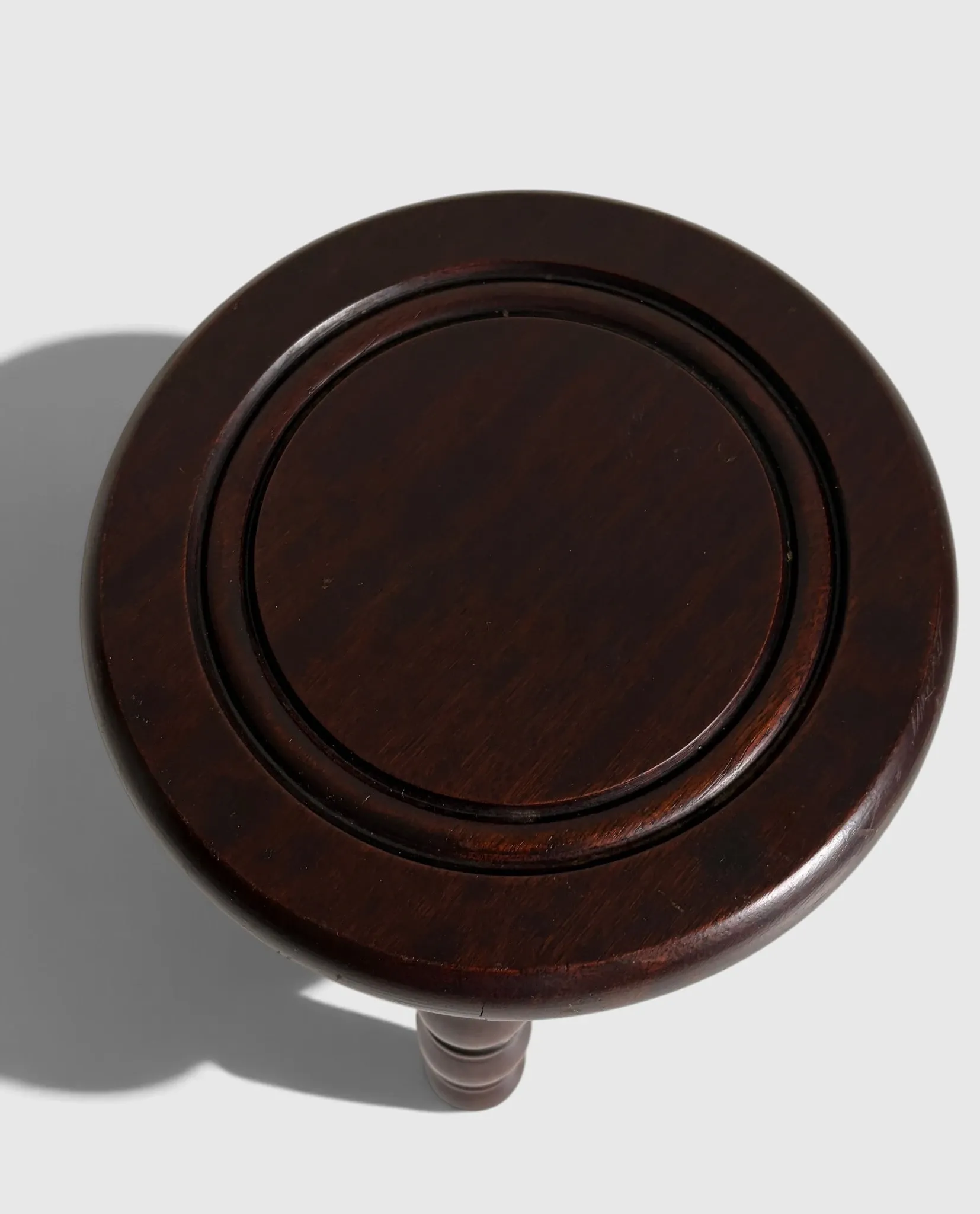 French Art Deco Tripod Stool in Chestnut, Attributed to Dudouyt, 1940s