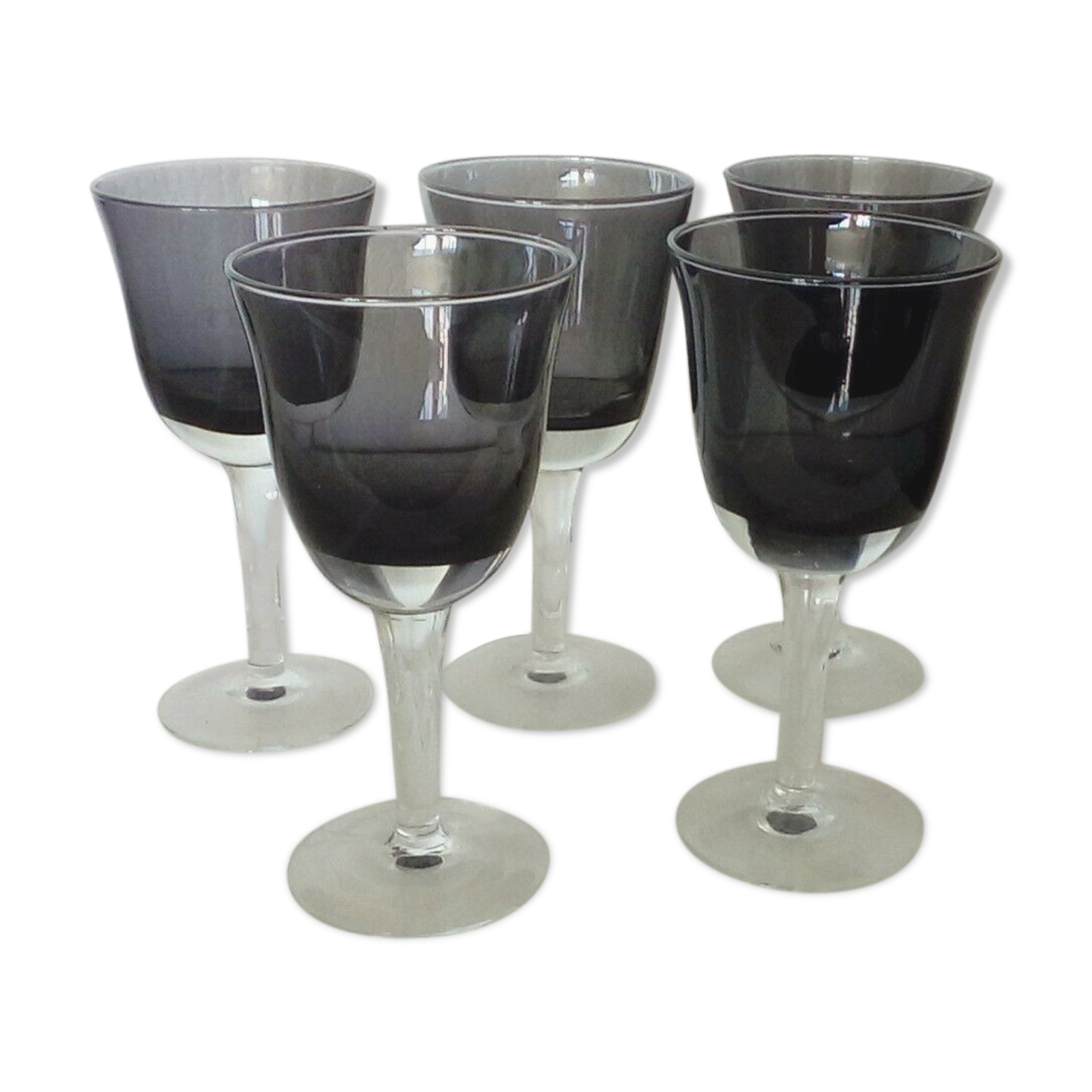 Verres à vin de couleur trompeur en verre années 70" vintage