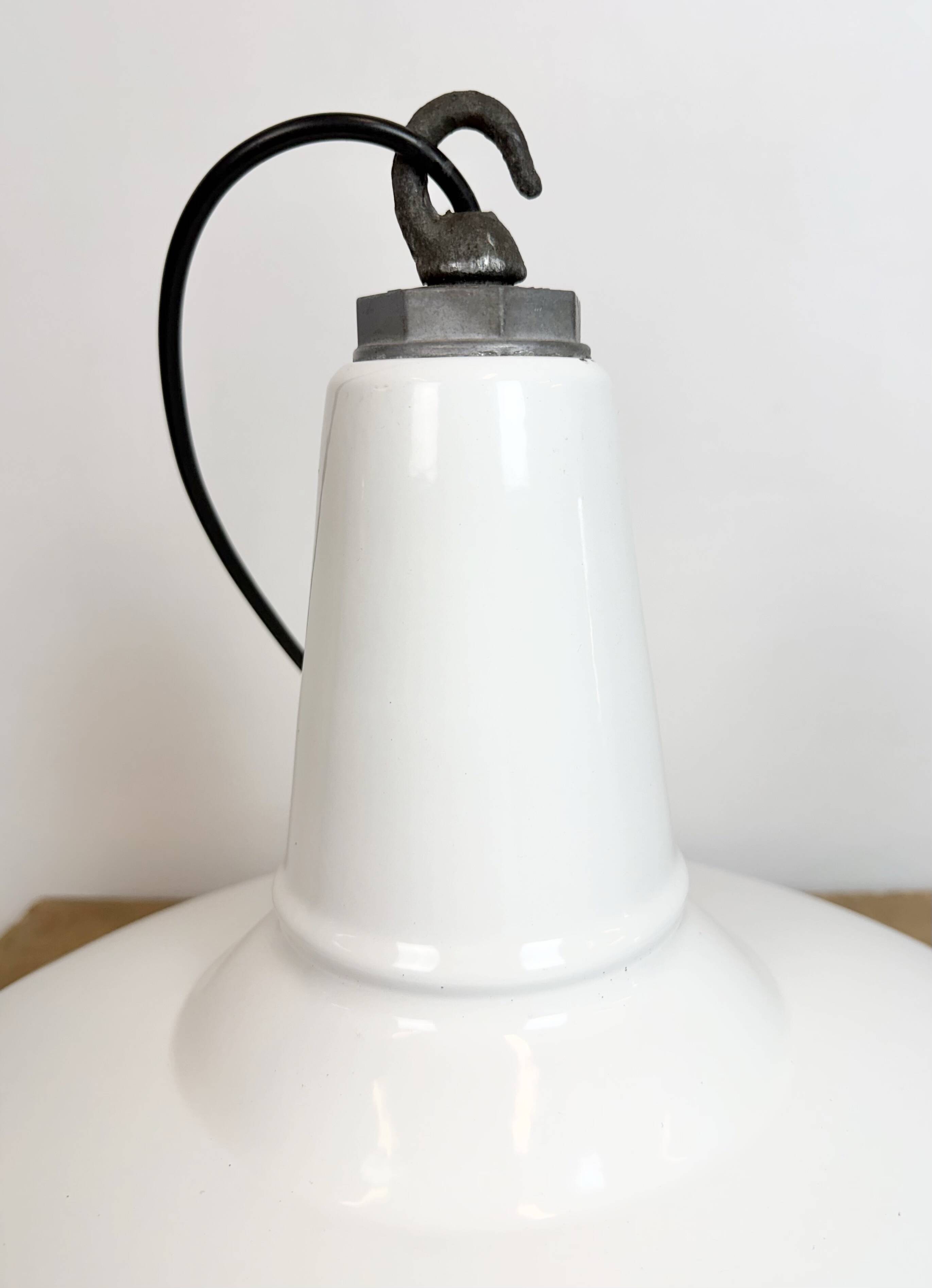 Industrial White Enamel Factory Pendant Lamp from Benjamin USA, 1960s