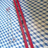 Pair of vintage skis and poles L=198cm