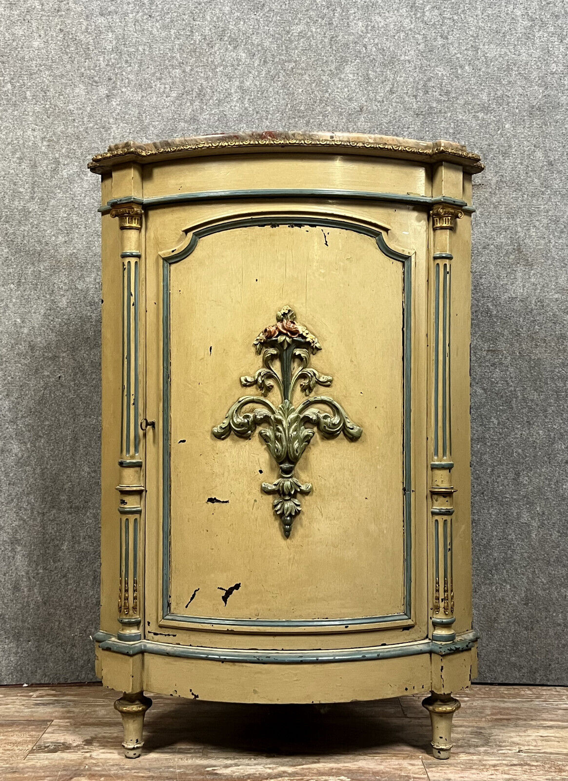 Louis XVI style curved neckline in lacquered and gilded wood circa 1850
