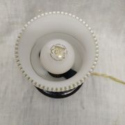 Bedside lamp base wood globe white glass Old Vintage shabby chic