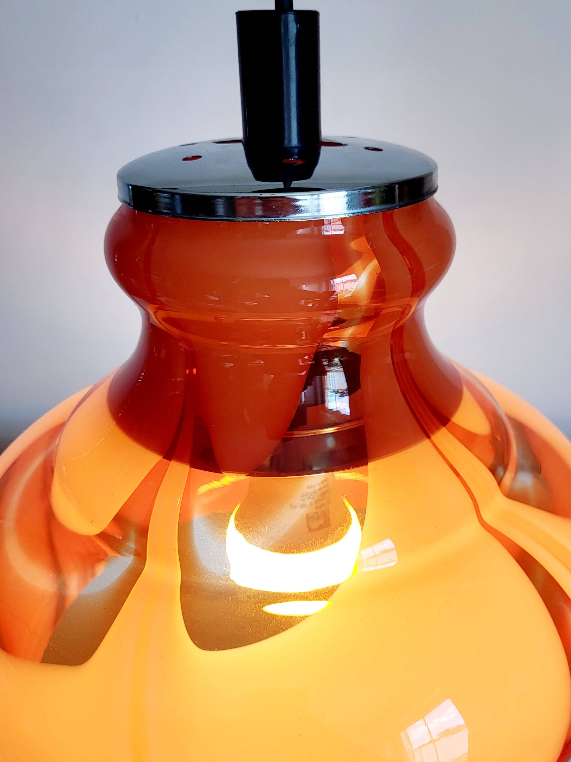 Lampe à suspension vintage en glaçure de Murano, Carlo Moretti, Italie, Jaren 1960