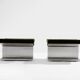 Pair of ottomans by Paul Geoffroy, brushed steel and alcantara, 1975