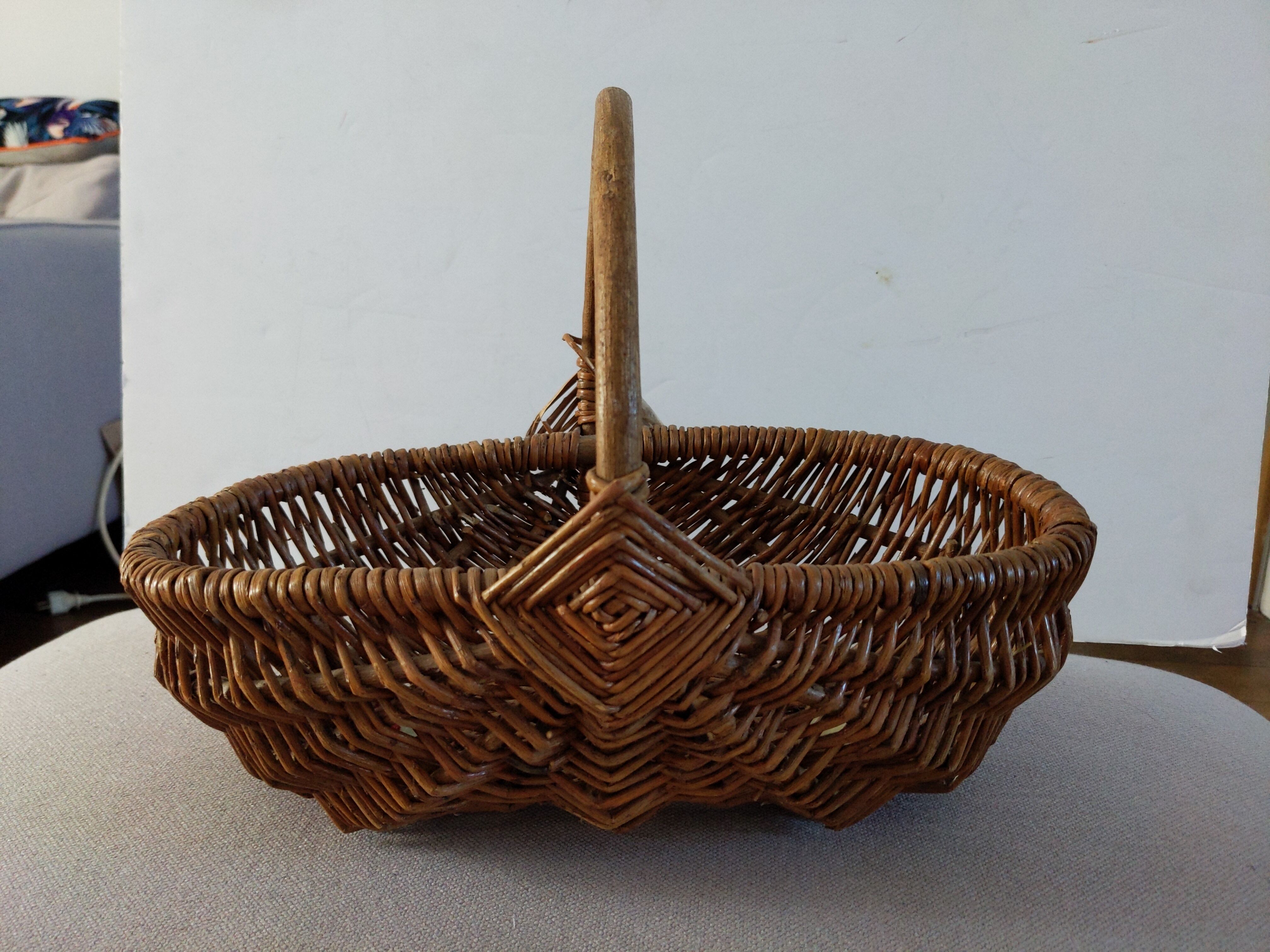 Old vintage rattan basket retro