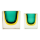 Paire de bols/cendriers en verre de Murano de milieu de siècle par F. Poli pour Seguso, années 1970.