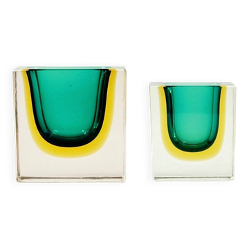 Pair of Mid-Century Murano Glass Bowls/Ashtrays by F.Poli for Seguso, 1970s
