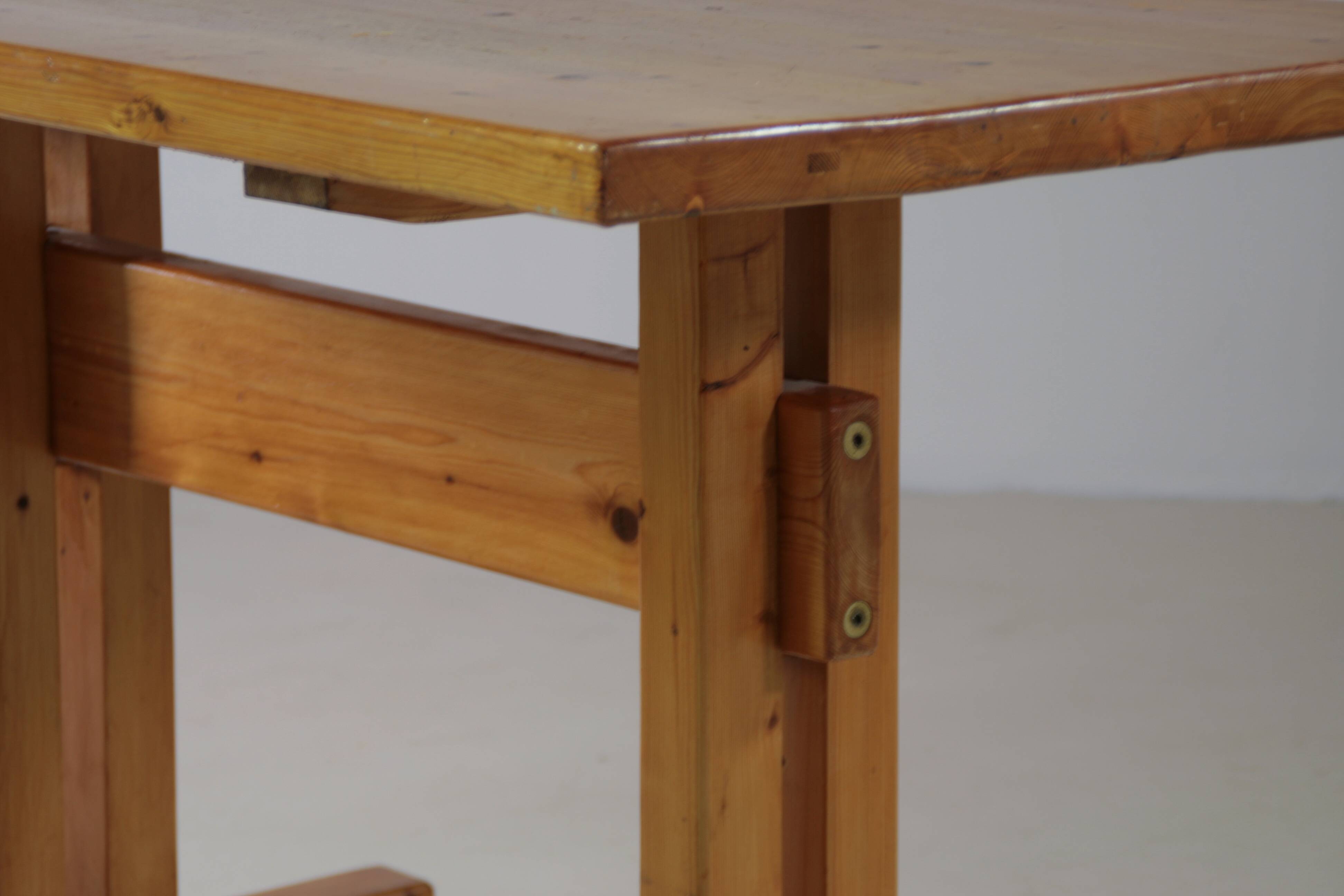 Table of solid pine arcs with extension, France 1970