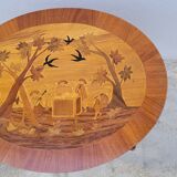 Louis xv style marquetry table Chinese scene