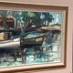 Huile sur panneau d'origine suédoise – « Motif de port » par Dag Björn Hellsing – Vintage et encadrée