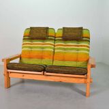 Yngve Ekstrom Scandinavian Design Pinewood 2-Seat Dymling Sofa Swedese 70s