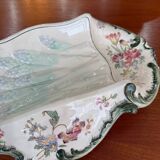 Old Longchamps plate Terre de Fer – Model 1428 – Floral decoration & asparagus in relief – 39 x 23 cm