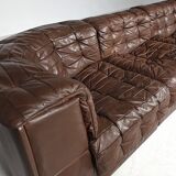 De Sede DS-11 modular sofa in original brown leather, 1970s.