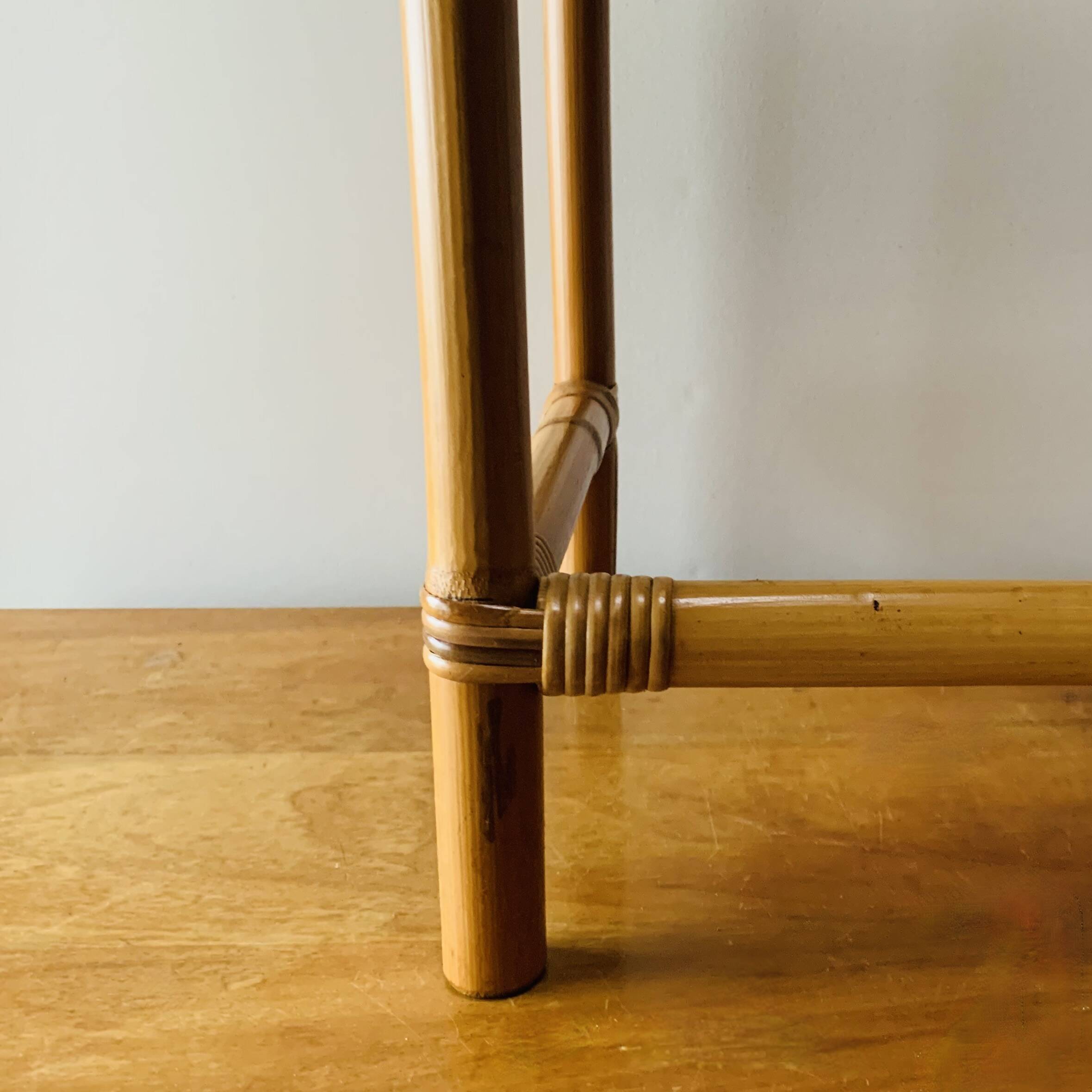 Vintage bamboo and smoked glass side table - end table