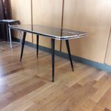 Coffee table formica feet compass glass tray 1960