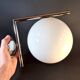 Pair of FLOS IC Lights C/W2 Wall Lights – Chrome & Globe Ø30 – Blown Glass