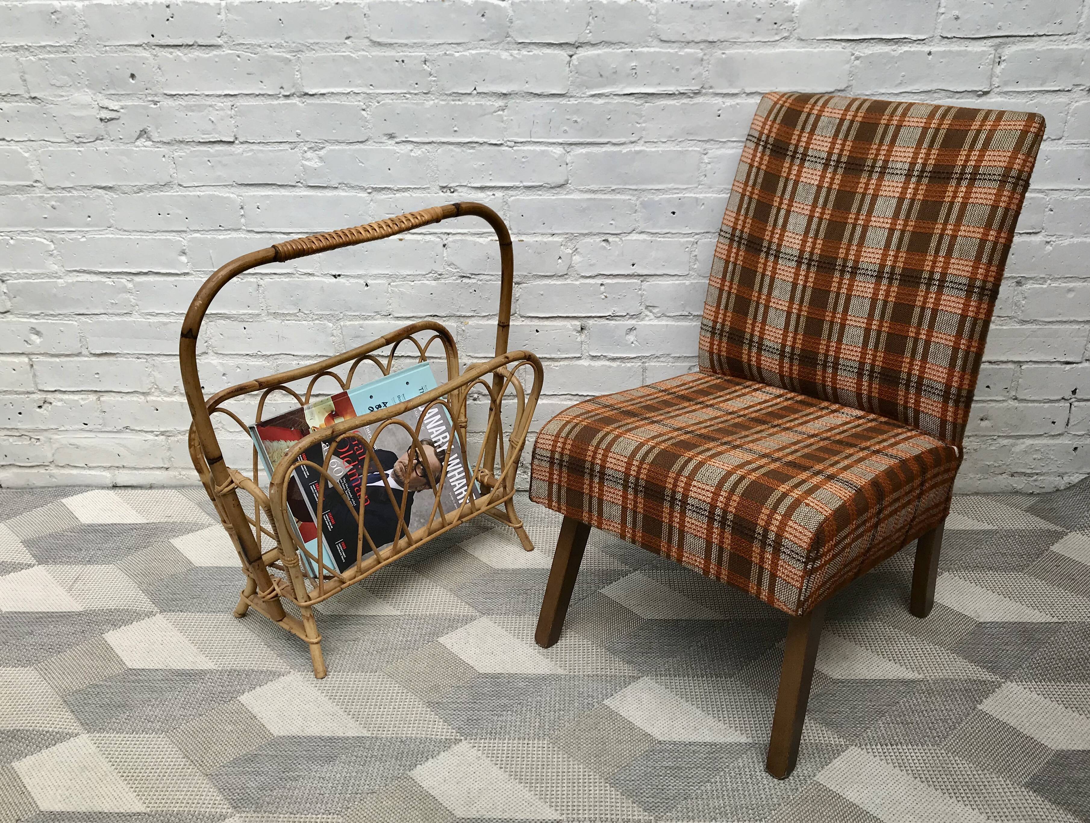 Vintage retro wicker magazine rack