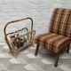 Vintage retro wicker magazine rack