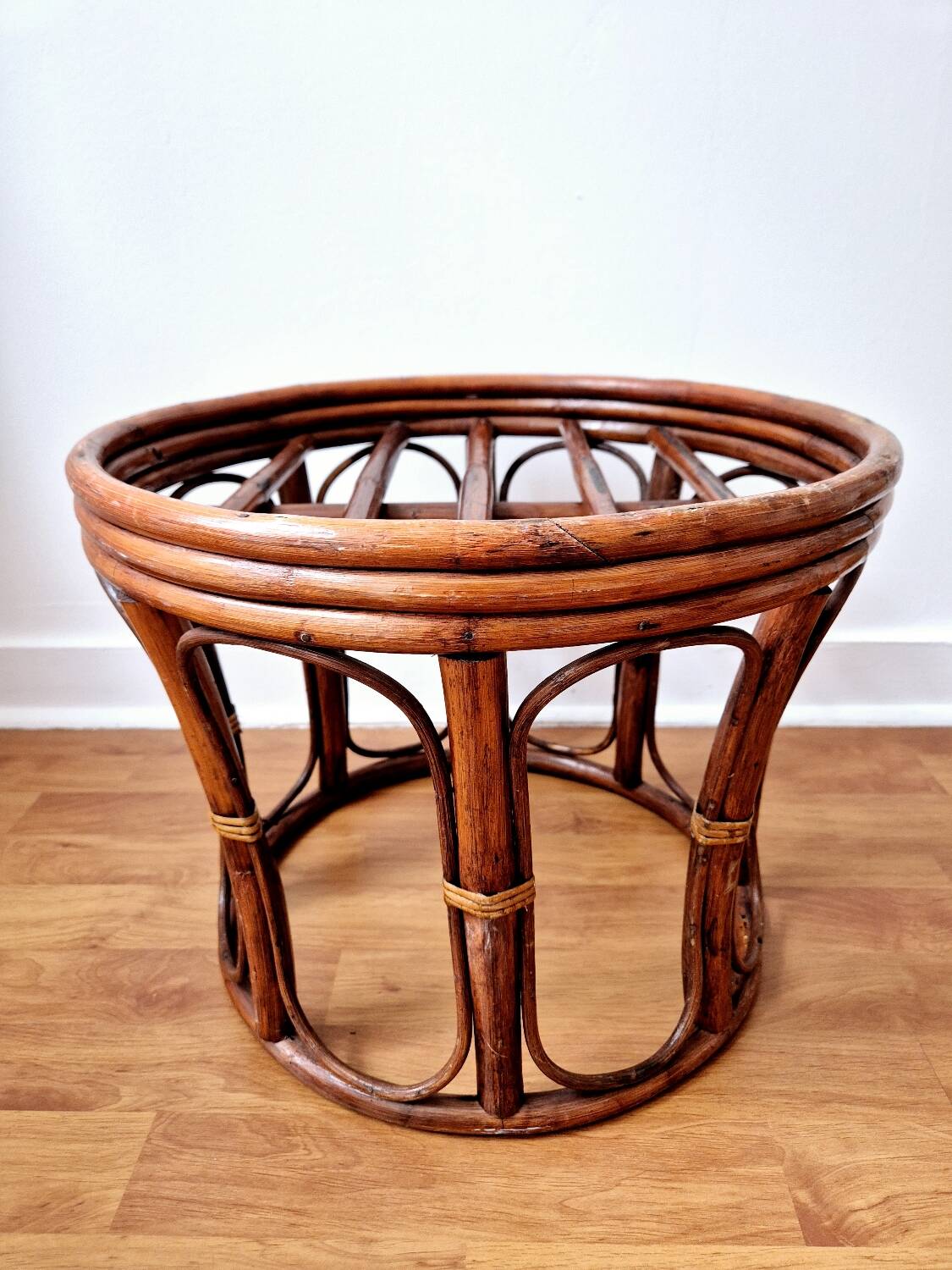 Tabouret/porte-plante en rotin - Vintage