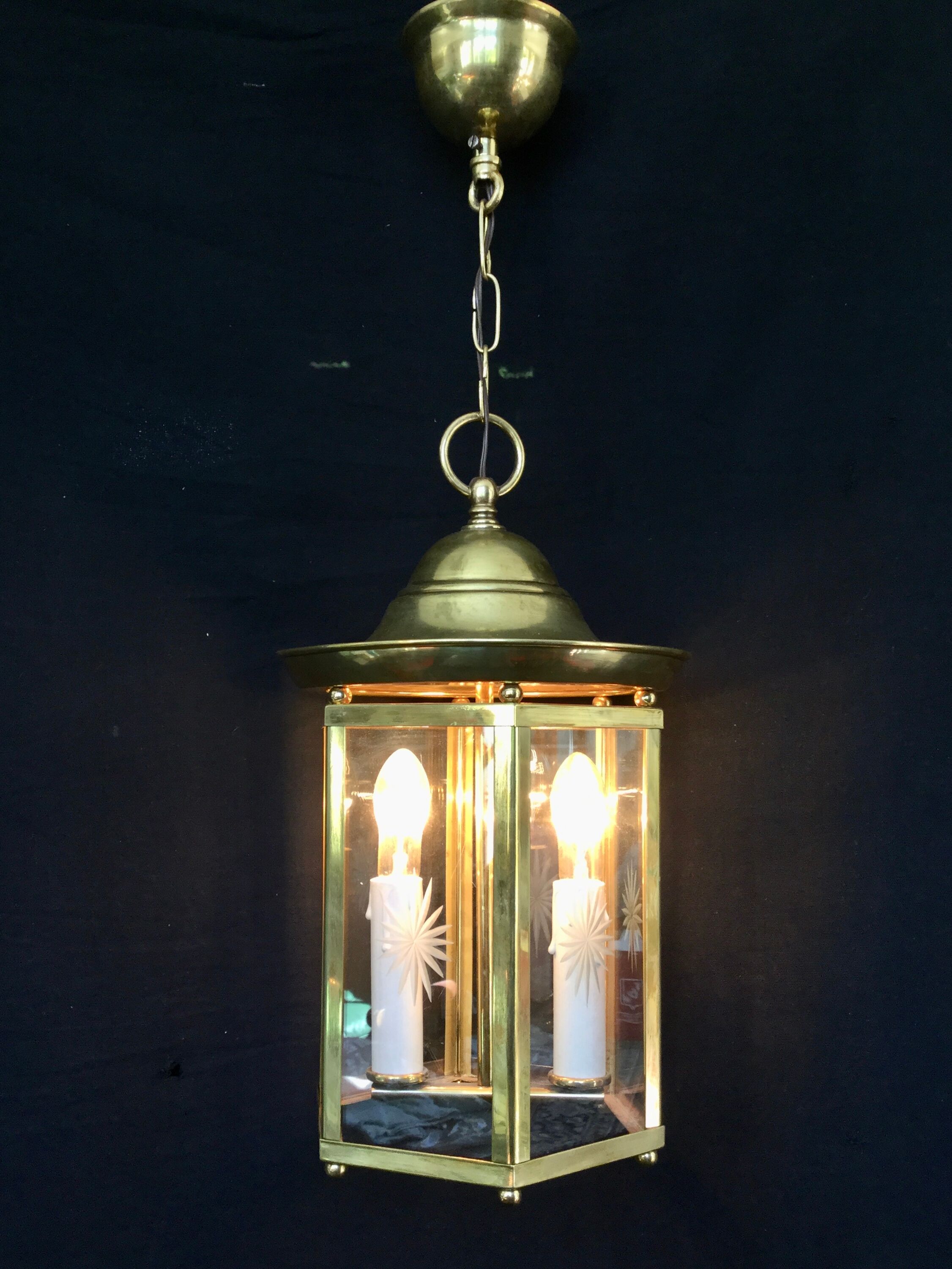 Lantern 2 lights in bronze and brass