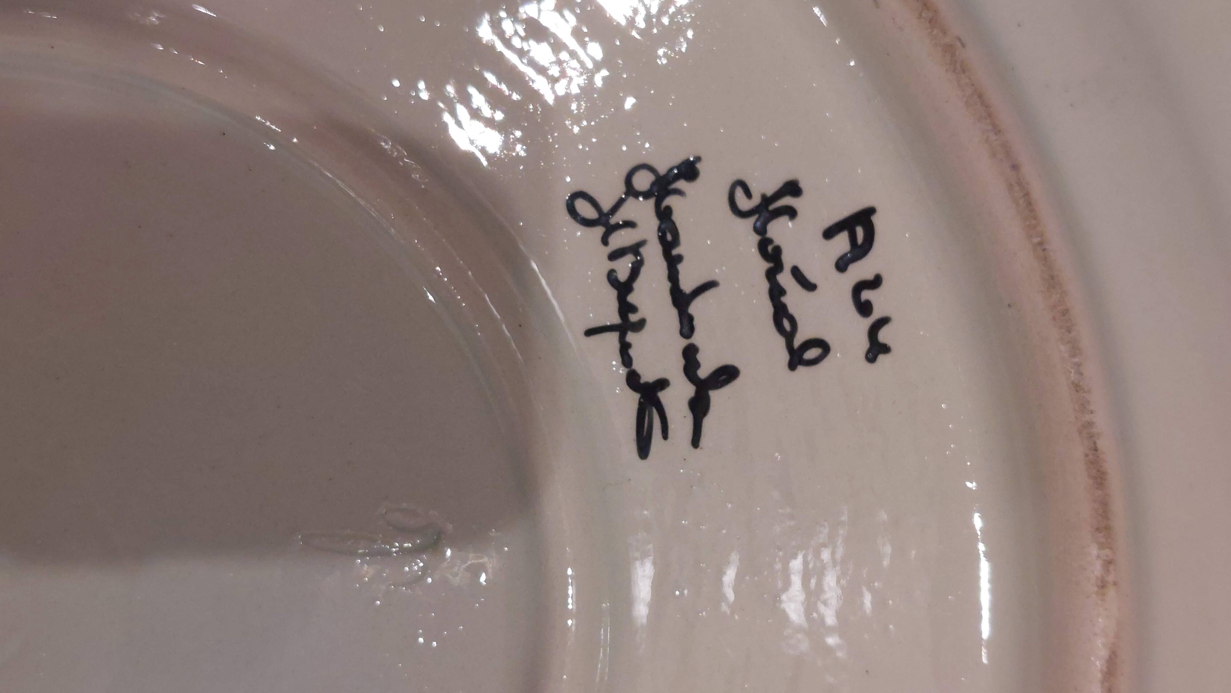 Rare - Earthenware soup tureen HB Quaregnon, floral decoration signed Hubert Becquet