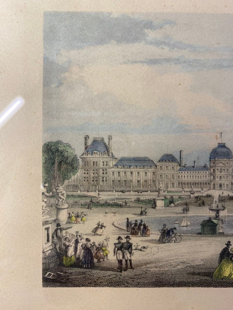 Gravure en couleur, Les Tuileries, Paris
