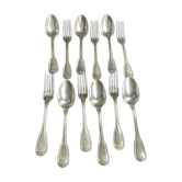 6 cuillères et 6 fourchettes de table modèle « Filet » – Argental