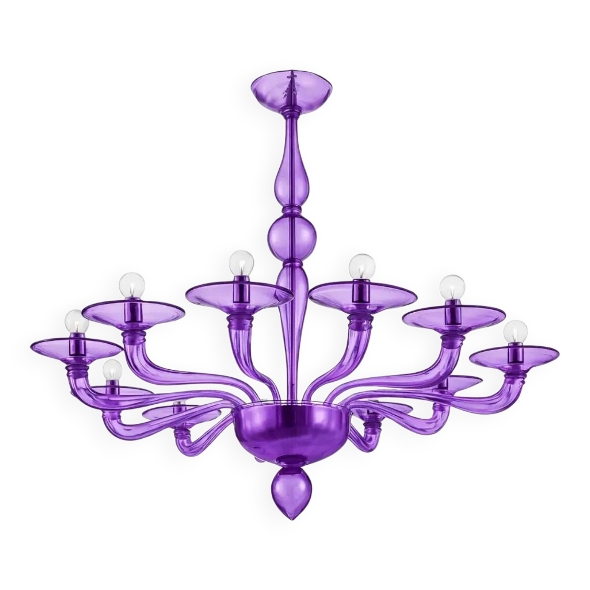 Italian Contemporary Violet Murano Style Glass Chandelier