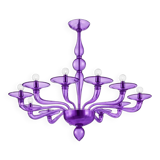 Italian Contemporary Violet Murano Style Glass Chandelier