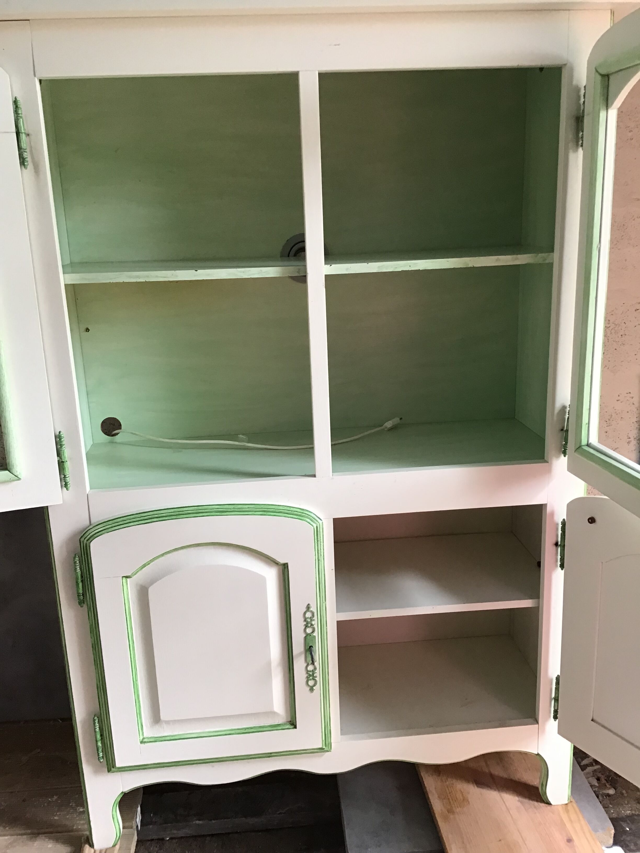 Cerusee showcase in solid oak.