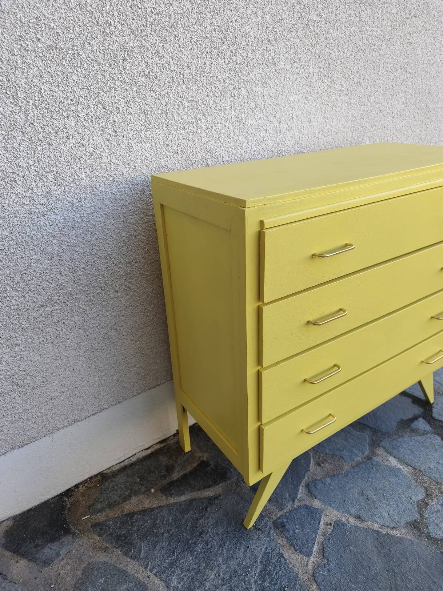 Vintage Scandinavian yellow chest of drawers