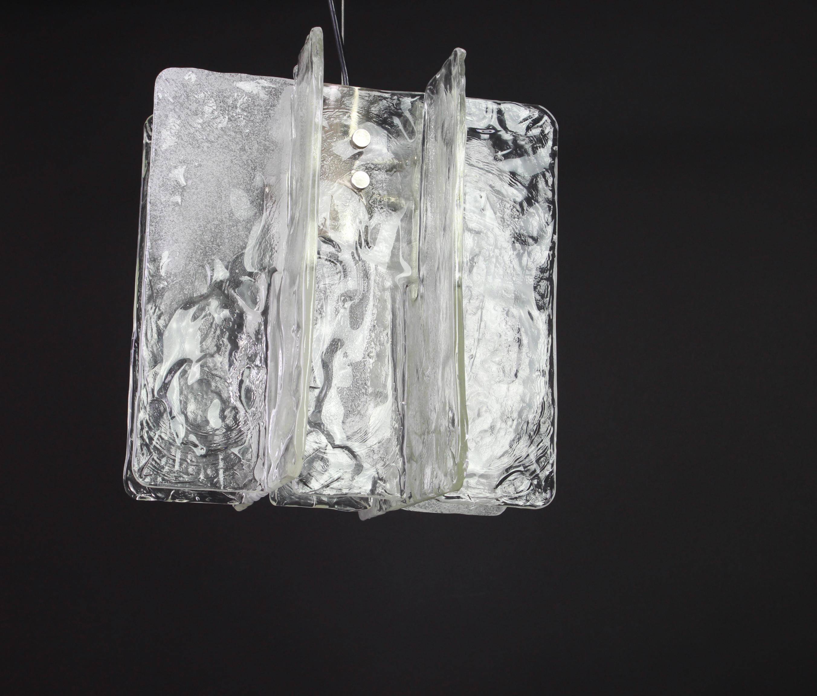 1 of 2 Murano glass chandeliers designed by Carlo Nason for Mazzega, 1970s.