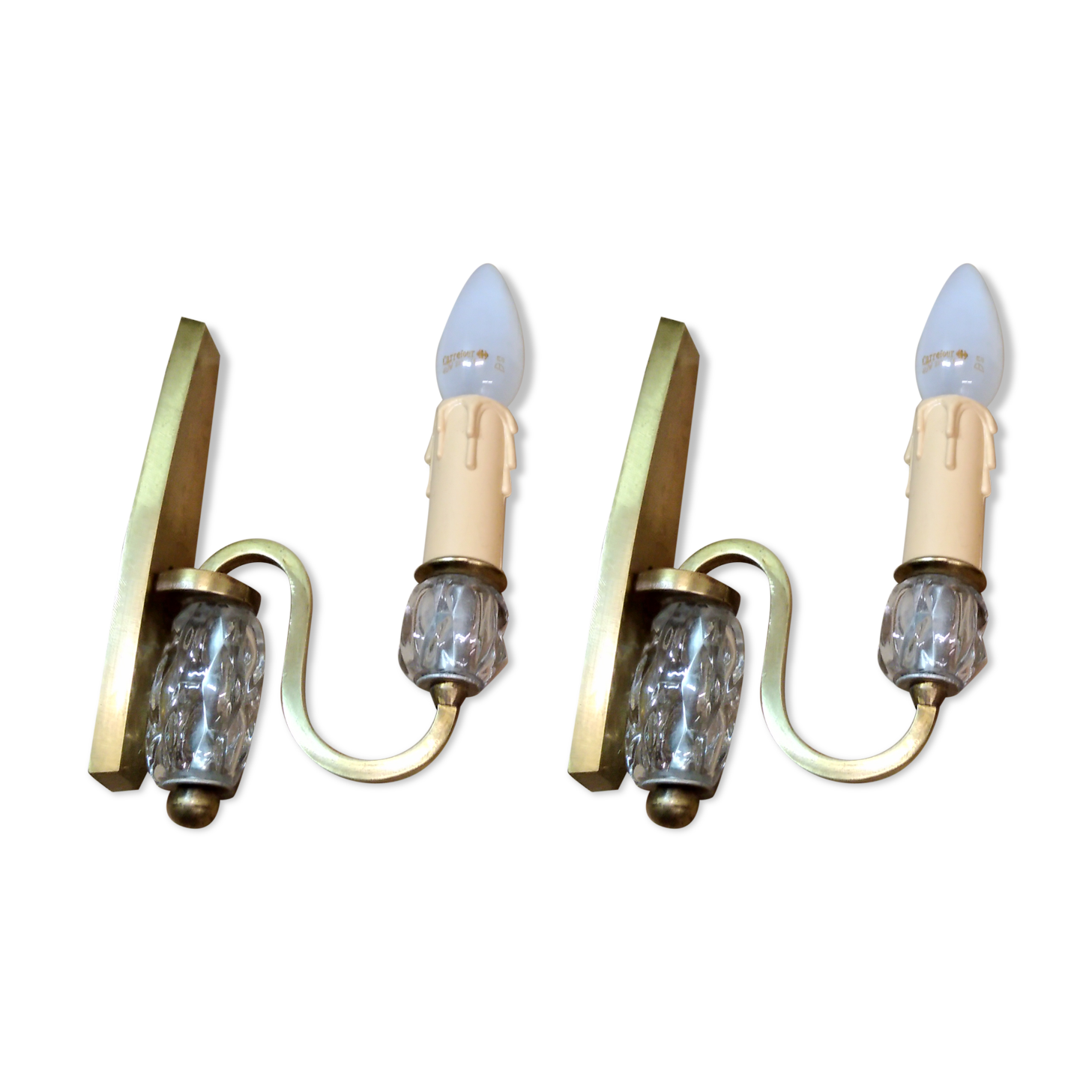 Pair of bronze and glass sconces 1940