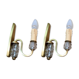 Pair of bronze and glass sconces 1940