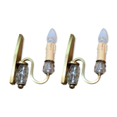 Pair of bronze and glass sconces 1940