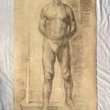 Large drawing of a man signed around 1943 pencil on paper dimensions: height -120cm-
